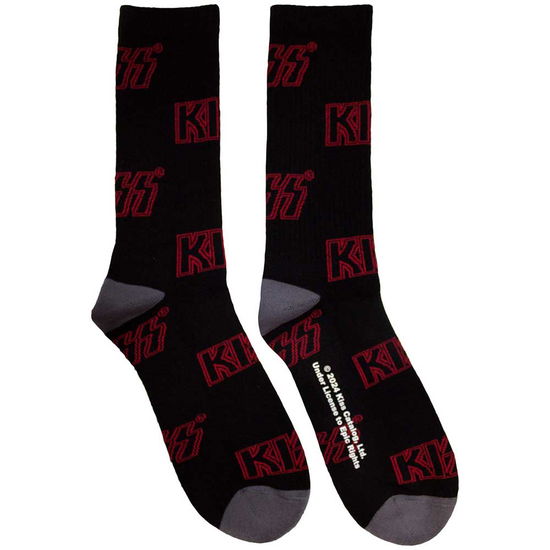 Cover for Kiss · KISS Unisex Terry Socks: Logo Pattern (Black) (UK Size 7 - 11) (Socks) [size M] (2024)