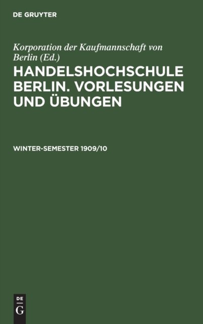 Cover for No Contributor · Winter-Semester 1909/10 (Hardcover Book) (2010)