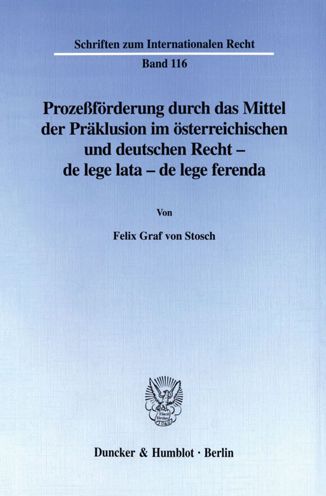 Prozeßförderung durch das Mittel - Stosch - Bücher -  - 9783428100453 - 14. Juni 2000