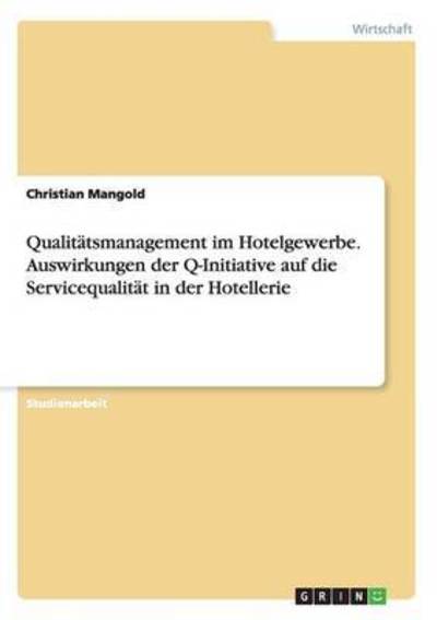 Cover for Mangold · Qualitätsmanagement im Hotelgew (Book) (2016)