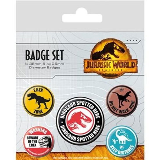 Cover for Jurassic World · JURASSIC WORLD 3 - Warnings Signs - Pack 5 Badges (Legetøj) (2023)
