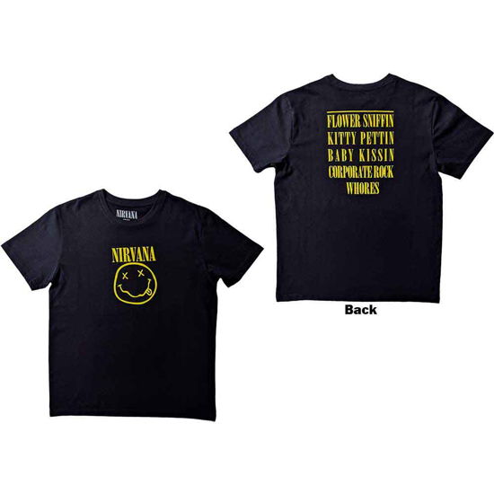 Cover for Nirvana · Nirvana Unisex T-Shirt: Flower Sniffin (Back Print) (T-shirt) [size L] [Black - Unisex edition]