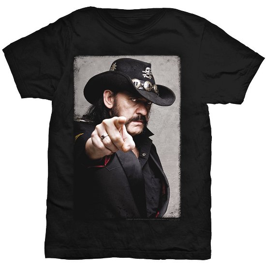 Lemmy Unisex T-Shirt: Pointing Photo (Back Print) - Lemmy - Merchandise - ROFF - 5055979931454 - 4 maj 2016