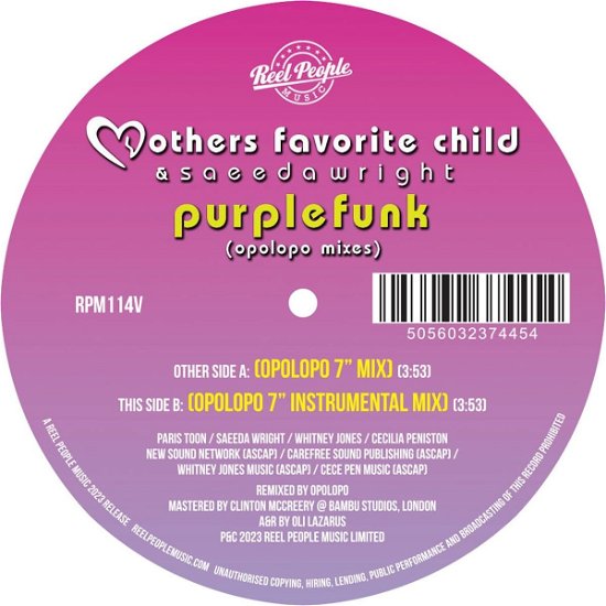 Cover for Mothers Favorite Child &amp; Saeeda Wright · Purple Funk (opoloppo Remixes) (LP) (2023)