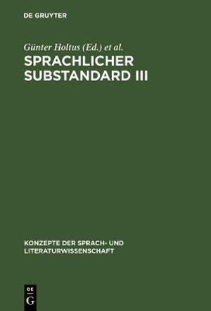 Cover for Sprachlicher Substandard III (Book) (1993)