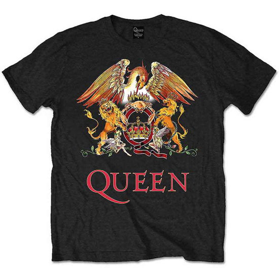 Queen Unisex T-Shirt: Classic Crest - Queen - Produtos - ROCK OFF - 5055295364455 - 9 de junho de 2014