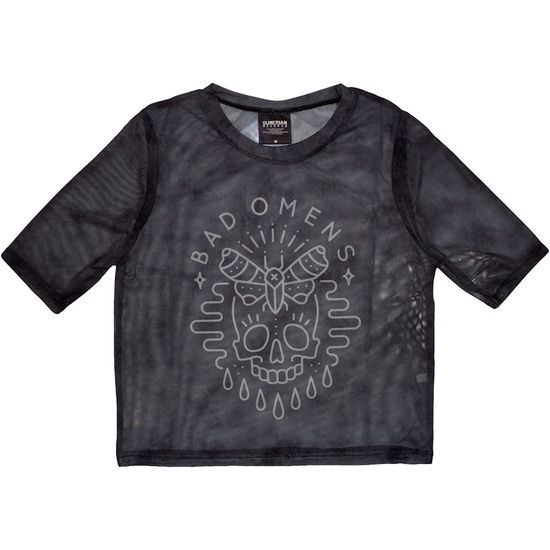 Cover for Bad Omens · Bad Omens Ladies Crop Top: Moth Skull (Charcoal Grey) (Mesh) (XX-Small) (Bekleidung) [size XXS] (2024)