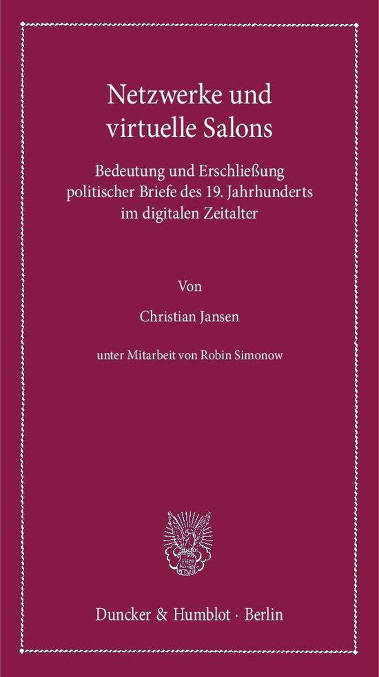 Cover for Jansen · Netzwerke und virtuelle Salons. (Book) (2018)