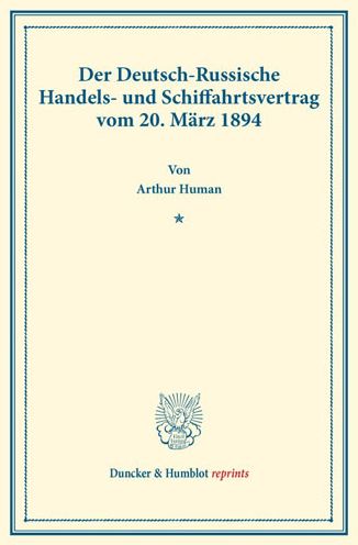 Der Deutsch-Russische Handels- un - Human - Böcker -  - 9783428177455 - 9 januari 2017