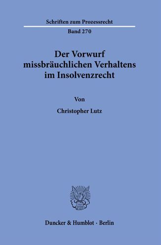 Cover for Lutz · Der Vorwurf missbräuchlichen Verha (Book) (2020)