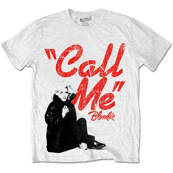 Cover for Blondie · Blondie Unisex T-Shirt: Call Me (T-shirt) [size L] [White - Unisex edition]