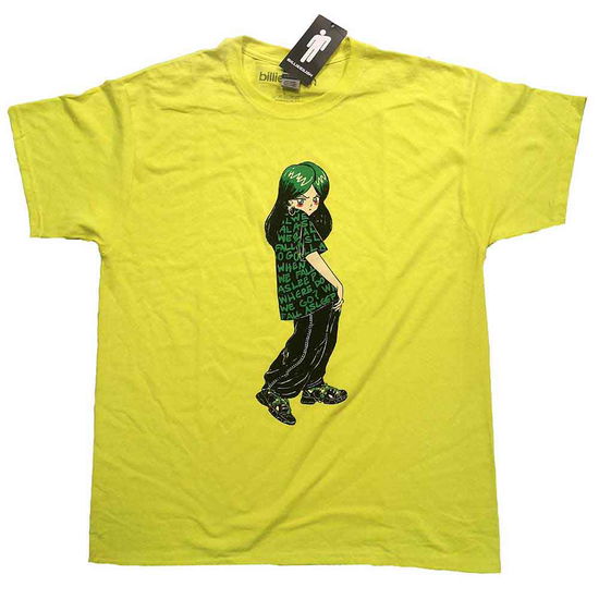 Cover for Billie Eilish · Billie Eilish Unisex T-Shirt: Anime Billie (T-shirt) [size XL] [Green - Unisex edition]