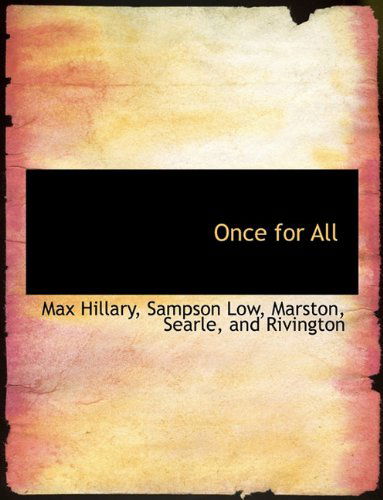 Cover for Max Hillary · Once for All (Paperback Book) (2010)