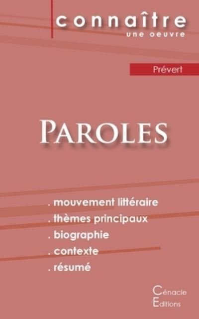Cover for Jacques Prévert · Fiche de lecture Paroles de Prevert (Analyse litteraire de reference et resume complet) (Paperback Bog) (2022)