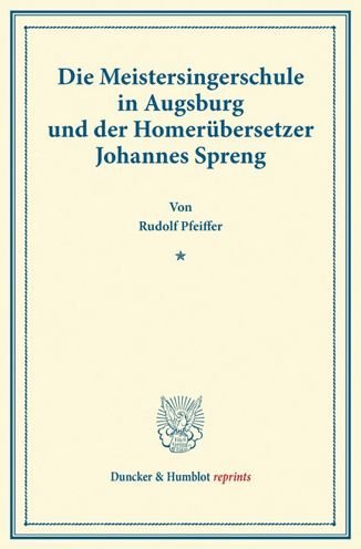 Cover for Pfeiffer · Die Meistersingerschule in Aug (Bog) (2013)