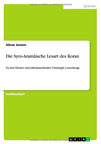 Cover for Goran Janson · Die Syro-aramaische Lesart Des Koran (Paperback Book) [German edition] (2013)