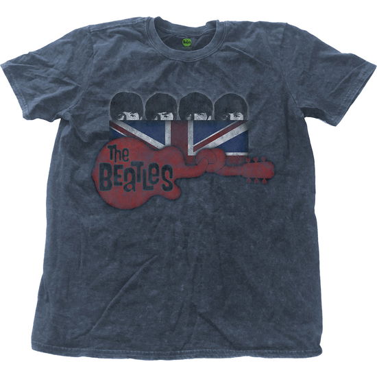 Cover for The Beatles · The Beatles Unisex T-Shirt: Guitar &amp; Flag (Wash Collection) (T-shirt) [size XXL] [Blue - Unisex edition] (2017)