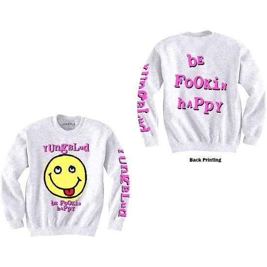 Cover for Yungblud · Yungblud Unisex Sweatshirt: Raver Smile (Back &amp; Sleeve Print) (CLOTHES) [size S] [White - Unisex edition]