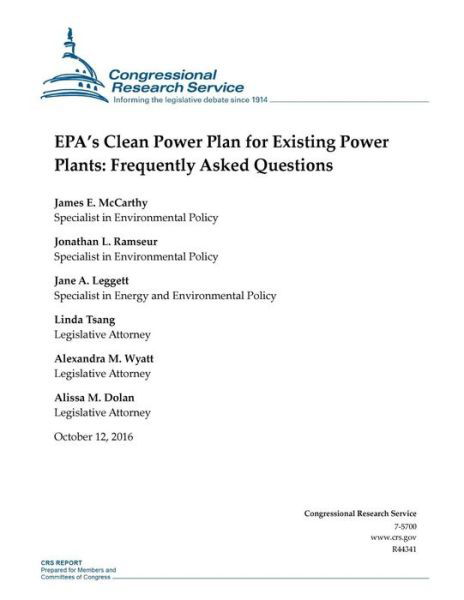 Cover for Congressional Research Service · Epa's Clean Power Plan for Existing Power Plants (Taschenbuch) (2016)