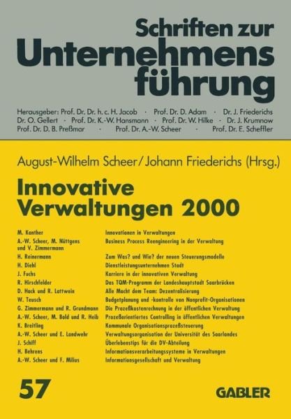 Cover for August-wilhelm Scheer · Innovative Verwaltungen - Schriften zur Unternehmensfuhrung (Paperback Book) [Softcover reprint of the original 1st ed. 1996 edition] (2012)