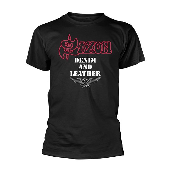 Cover for Saxon · T/S Denim and Leather (T-shirt) [size XXXL] [Black edition] (2024)