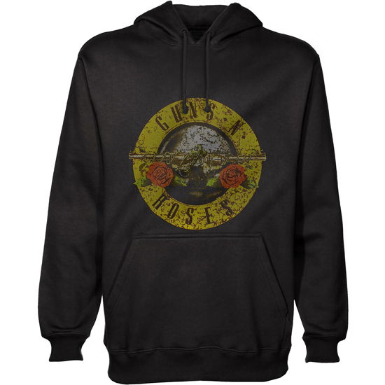 Guns N' Roses Unisex Pullover Hoodie: Distressed Classic Logo - Guns N' Roses - Produtos - Bravado - 5055979988458 - 