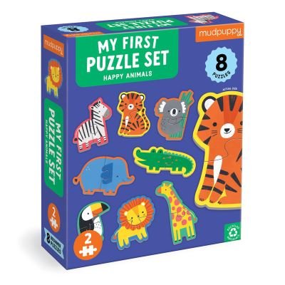 Cover for Mudpuppy · Happy Animals 2 Piece My First Puzzles (SPILL) (2023)