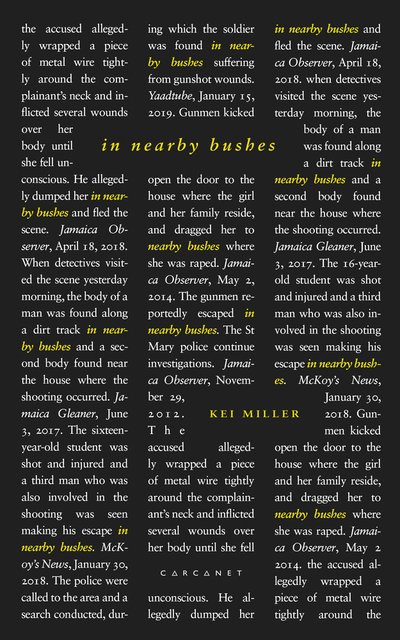 In Nearby Bushes - Kei Miller - Books - Carcanet Press Ltd - 9781784108458 - August 29, 2019