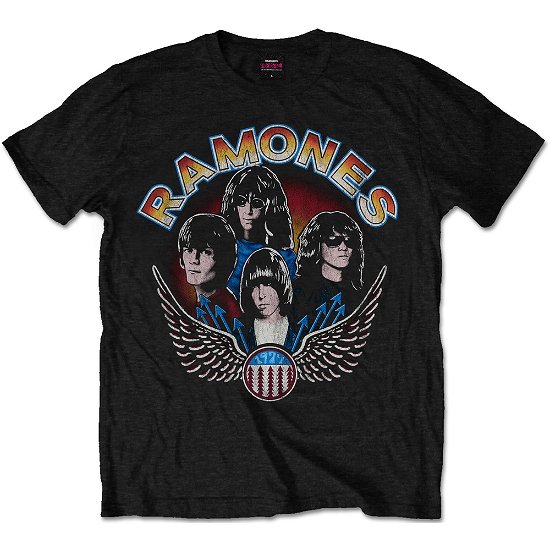 Ramones Unisex T-Shirt: Vintage Wings Photo - Ramones - Mercancía - Merch Traffic - 5055979952459 - 