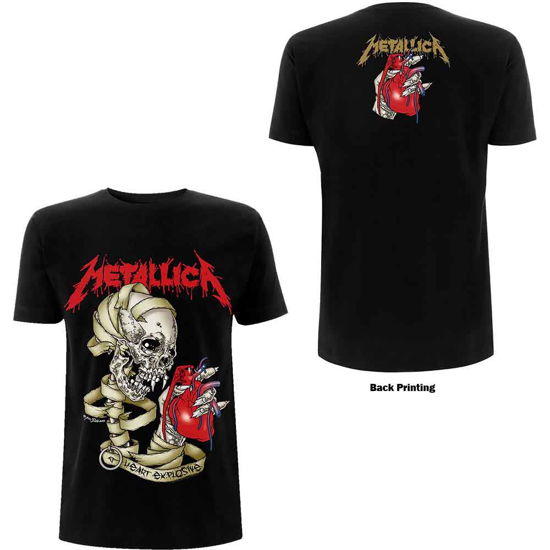 Metallica Unisex T-Shirt: Heart Explosive (Back Print) - Metallica - Produtos - PHD - 5056187736459 - 16 de abril de 2021