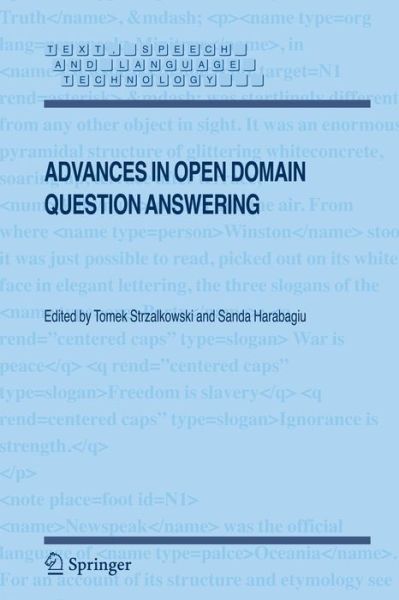 Cover for Sanda Harabagiu · Advances in Open Domain Question Answering - Text, Speech and Language Technology (Paperback Book) [2008 edition] (2007)