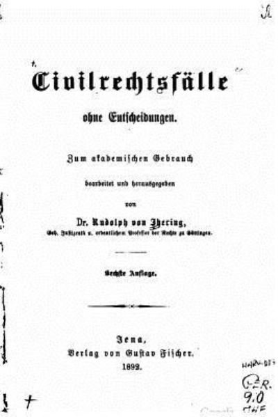 Cover for Rudolf Von Jhering · Civilrechtsfalle ohne Entscheidungen (Pocketbok) (2016)