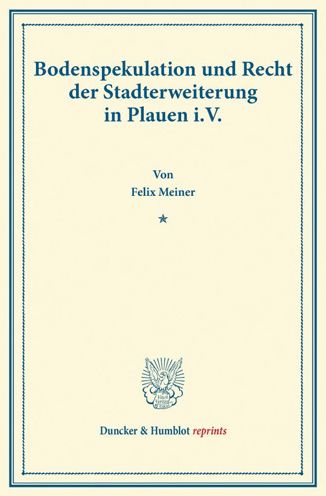 Cover for Meiner · Bodenspekulation und Recht der S (Book) (2013)