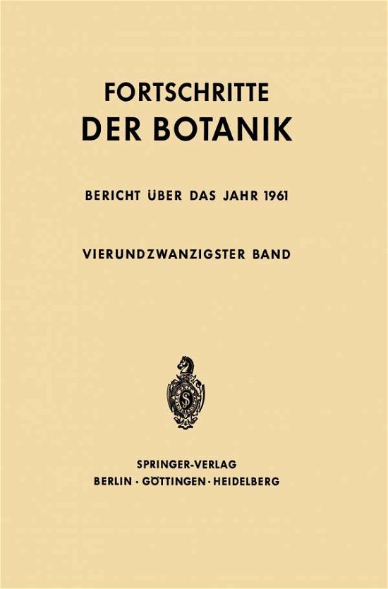 Cover for Erwin Bunning · Fortschritte Der Botanik - Progress in Botany (Paperback Book) [Softcover Reprint of the Original 1st 1962 edition] (2012)