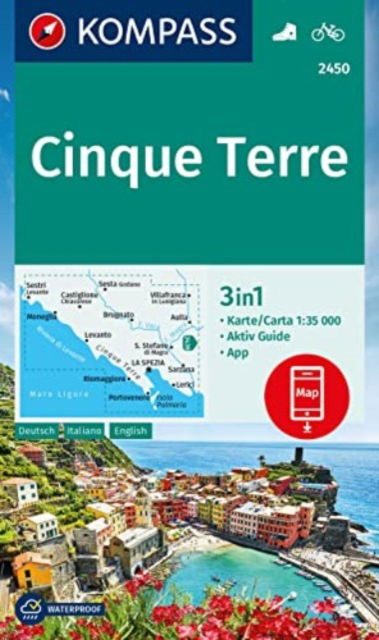 Cover for Mair-Dumont / Kompass · Kompass Wanderkarte: Cinque Terre, KOMPASS Wanderkarte 2450 (Hardcover bog) (2023)