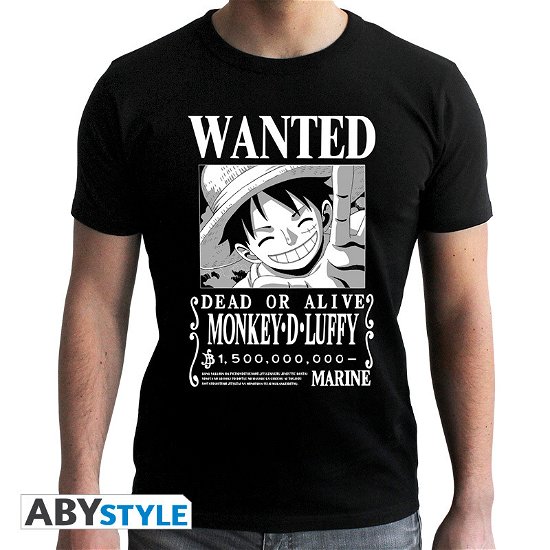 ONE PIECE - Tshirt Wanted Luffy BW man SS black - T-Shirt Männer - Merchandise - ABYstyle - 3665361037460 - February 7, 2019
