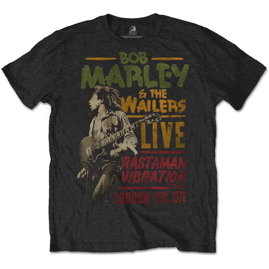 Bob Marley Unisex T-Shirt: Rastaman Vibration Tour 1976 (Black) - Bob Marley - Produtos - Bravado - 5055979967460 - 12 de dezembro de 2016