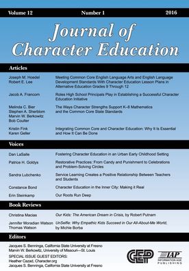 Cover for Journal of Character Education Vol 12 Issue 1 - Journal of Character Education (Paperback Book) (2017)