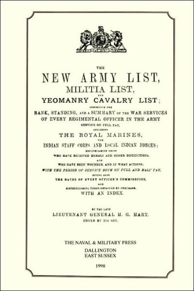 Cover for Press, Naval &amp; Military · Hart's Annual Army List for 1895 (Paperback Book) [New edition] (2001)