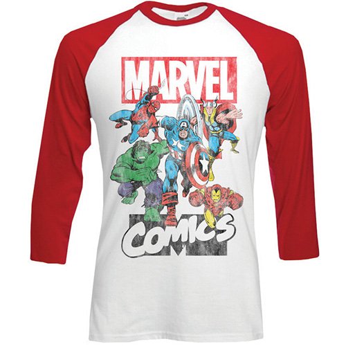 Cover for Marvel Comics · Marvel Comics Unisex Raglan Tee: Marvel Montage (CLOTHES) [size S] [Red,White - Unisex edition]