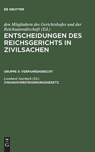 Cover for Leonhard Auerbach · Zwangsversteigerungsgesetz (Book) (1954)