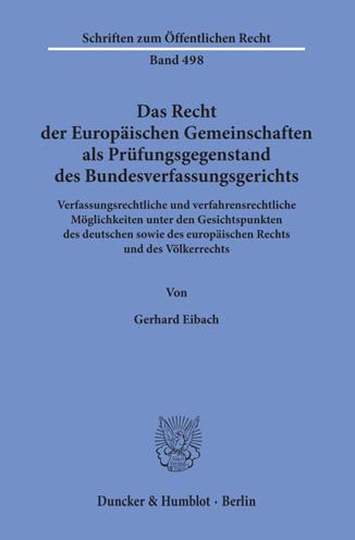 Cover for Eibach · Das Recht der Europäischen Gemei (Book) (1986)