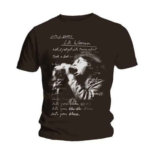 The Doors Unisex T-Shirt: LA Woman Lyrics - The Doors - Produtos - ROFF - 5023209368462 - 9 de junho de 2014