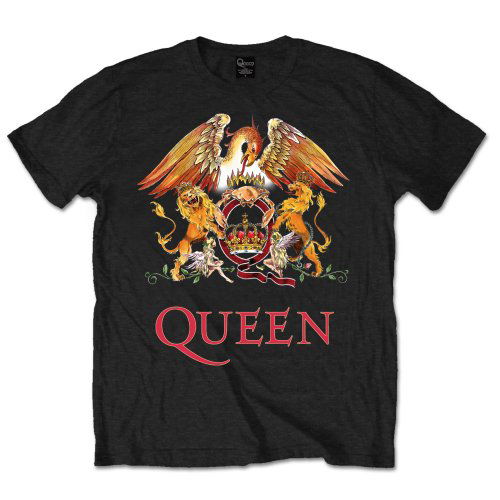 Queen Men's Tee: Classic Crest - Queen - Produtos - ROFF - 5055295364462 - 9 de junho de 2014