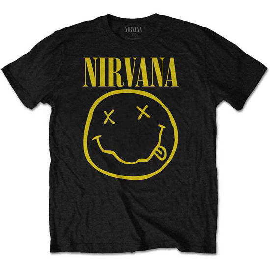 Cover for Nirvana · Nirvana Kids T-Shirt: Yellow Happy Face (Black) (1-2 Years) (T-shirt) [size 1-2yrs] (2023)