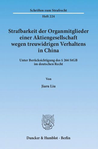 Cover for Liu · Strafbarkeit der Organmitglieder ei (Book) (2011)