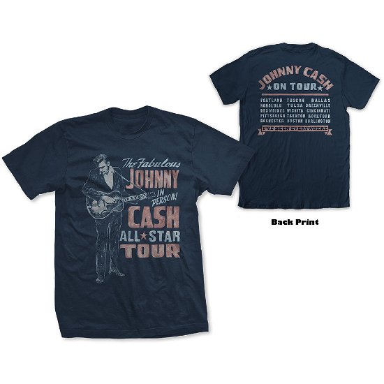 Johnny Cash Unisex T-Shirt: All Star Tour (Back Print) - Johnny Cash - Produtos - MERCHANDISE - 5056170696463 - 20 de dezembro de 2019