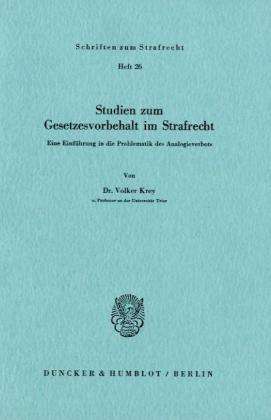 Cover for Krey · Studien zum Gesetzesvorbehalt im S (Book) (1977)