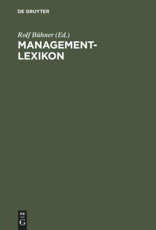 Cover for Rolf Bühner · Management-Lexikon (Hardcover bog) [Reprint 2018 edition] (2001)
