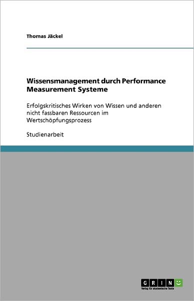 Cover for Jäckel · Wissensmanagement durch Performa (Book) [German edition] (2009)